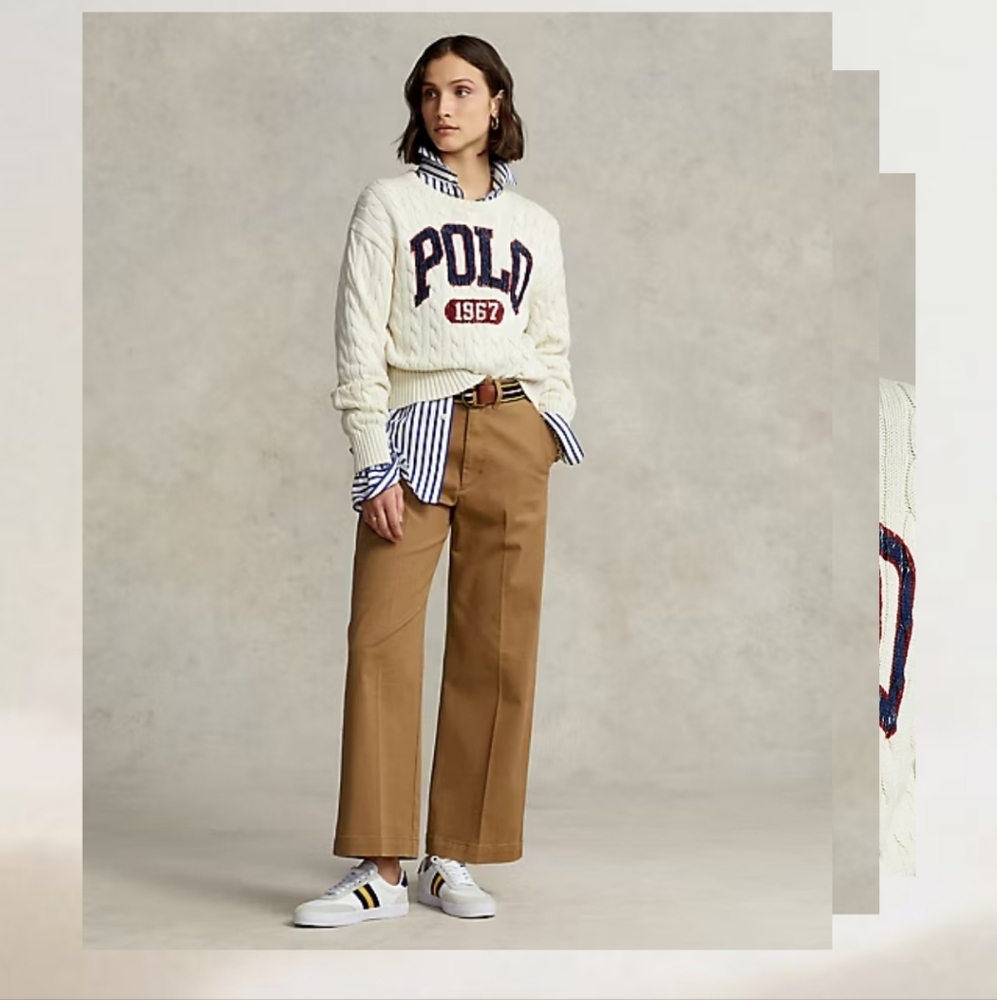 Polo by Ralph Lauren Women's White Cable Knit Sweater